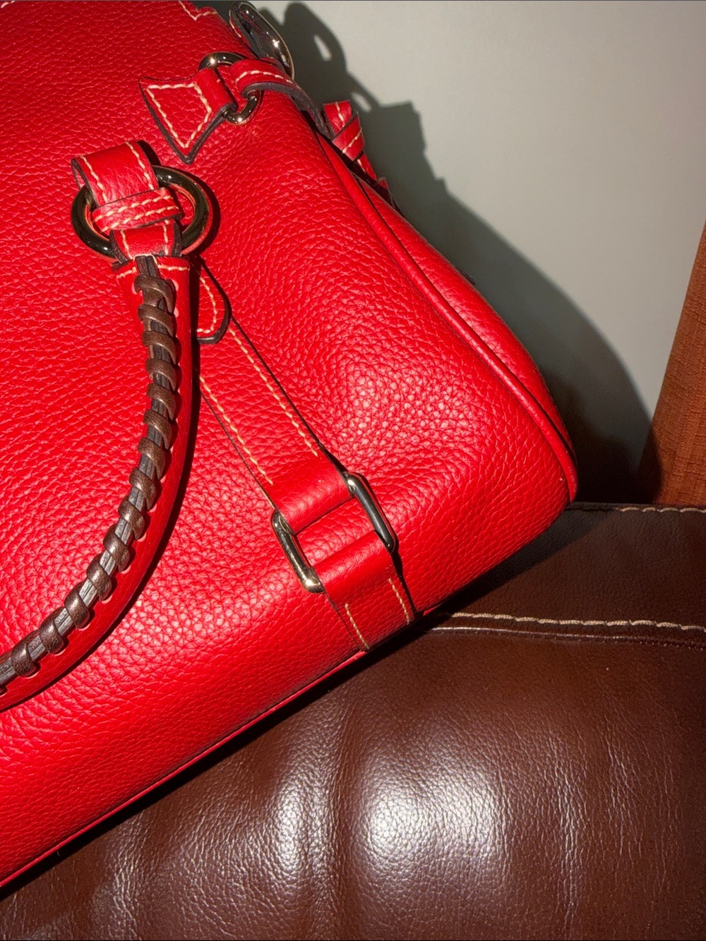 ‼️Dooney & Bourke Red Leather Satchel Crossbody Bag - Picture 6 of 16